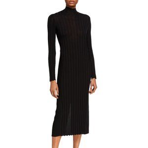 Vince Long-Sleeve Midi Black Dress